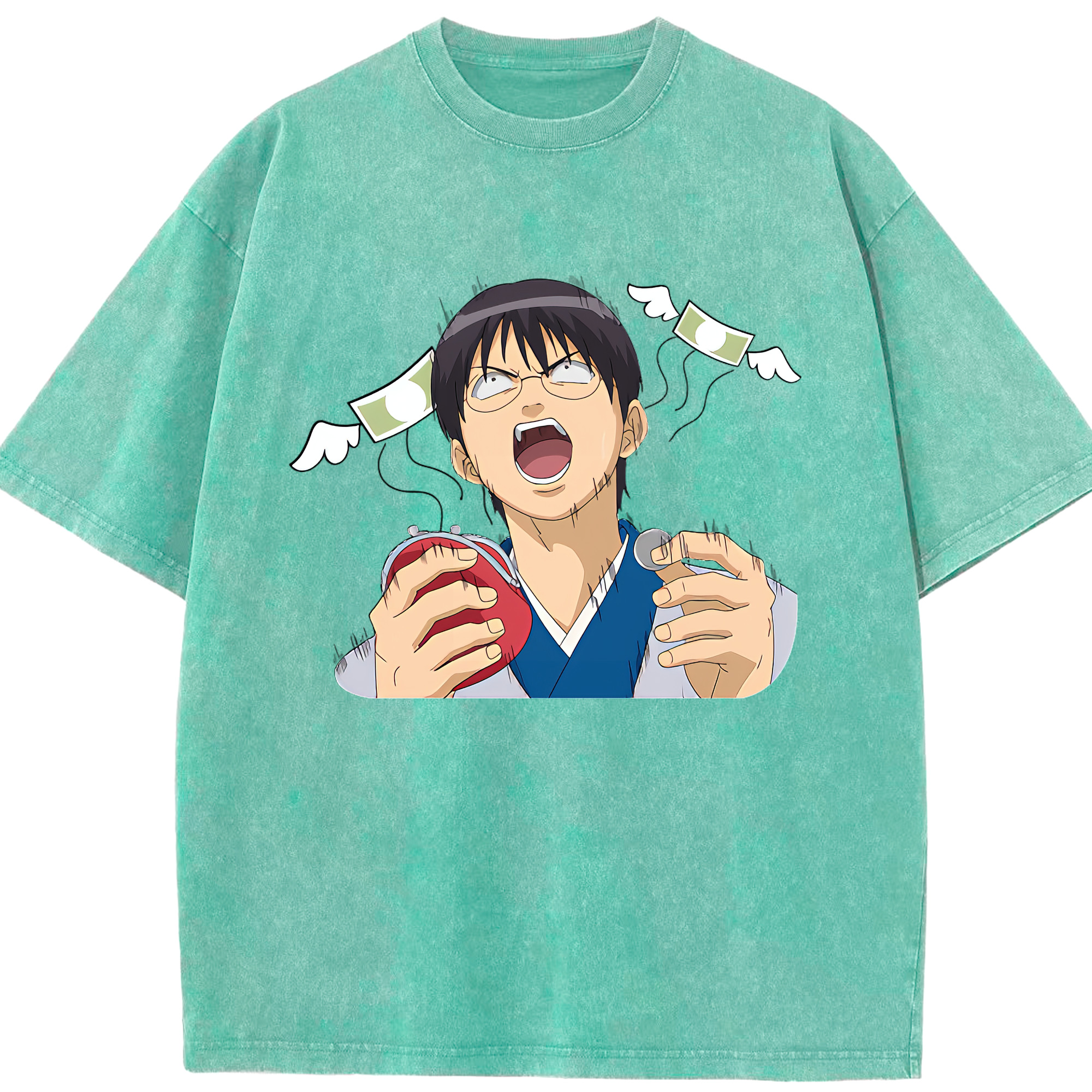（画像用） ぎんたま 坂田銀時（さかたぎんとき） 神楽 志村新八（しむら しんぱち） GINTAMA Sakata Gintoki Kagura Shimura Shinpachi 綿100% ヴィンテージ風 半袖Tシャツ（フロントプリント）